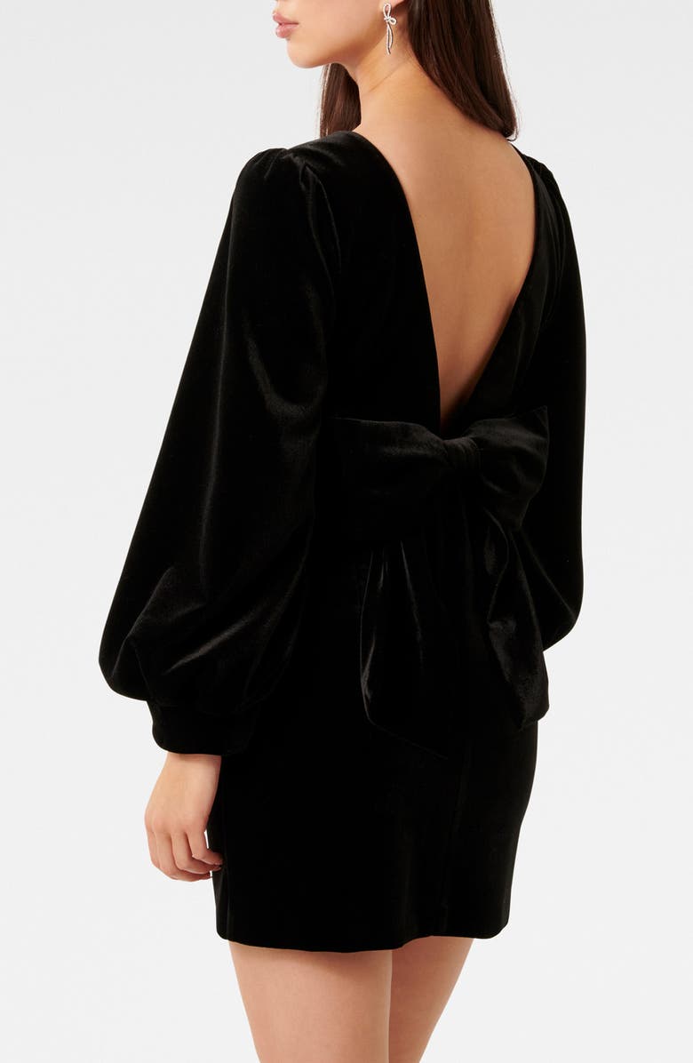 Ever New Josilyn Back Bow Long Sleeve Velvet Cocktail Minidress, Alternate, color,