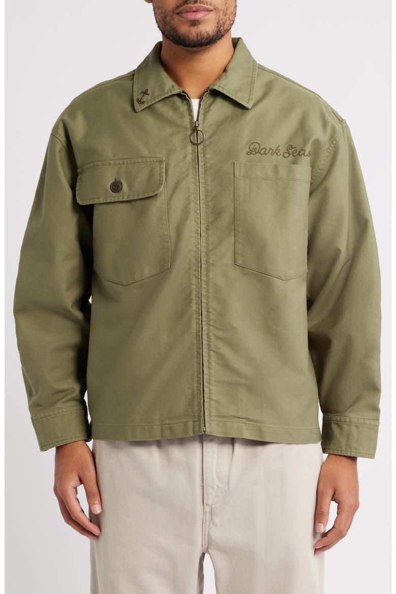 Corporal Zip-Up Cotton Canvas Worker Shirt, Alternate, color, OLIVE