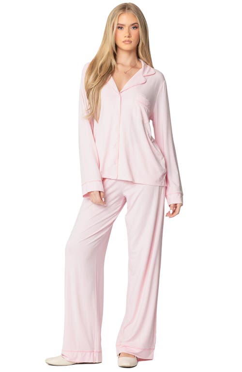 Edikted Jeanette Button-up Pajama Top In Light-pink