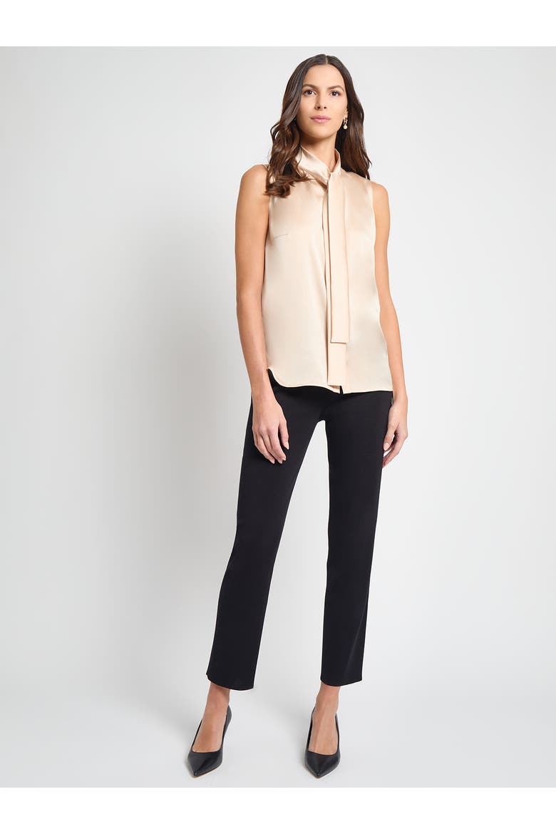 Tie Neck Crepe de Chine Blouse, Alternate, color, Biscotti