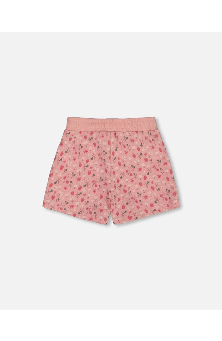 Deux par Deux Little Girl's Printed French Terry Short Old Pink And Flowers, Alternate, color, 