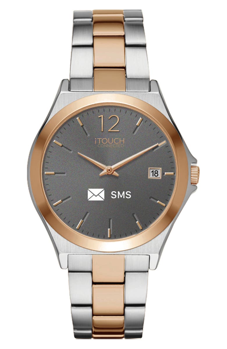 I TOUCH iTouch Connected Hybrid Smartwatch Fitness Tracker: Two Toned Metal Strap, 38mm, Main, color, 