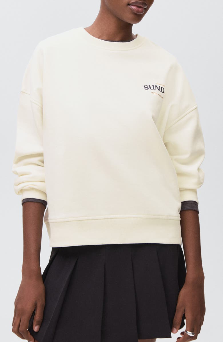 MANGO TEEN Oversize Graphic Sweatshirt, Main, color, Off White