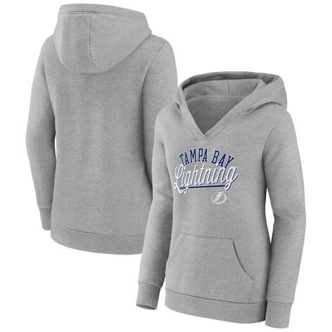 Women's Fanatics Branded Gray Tampa Bay Lightning Simplicity Crossover V-Neck Pullover Hoodie