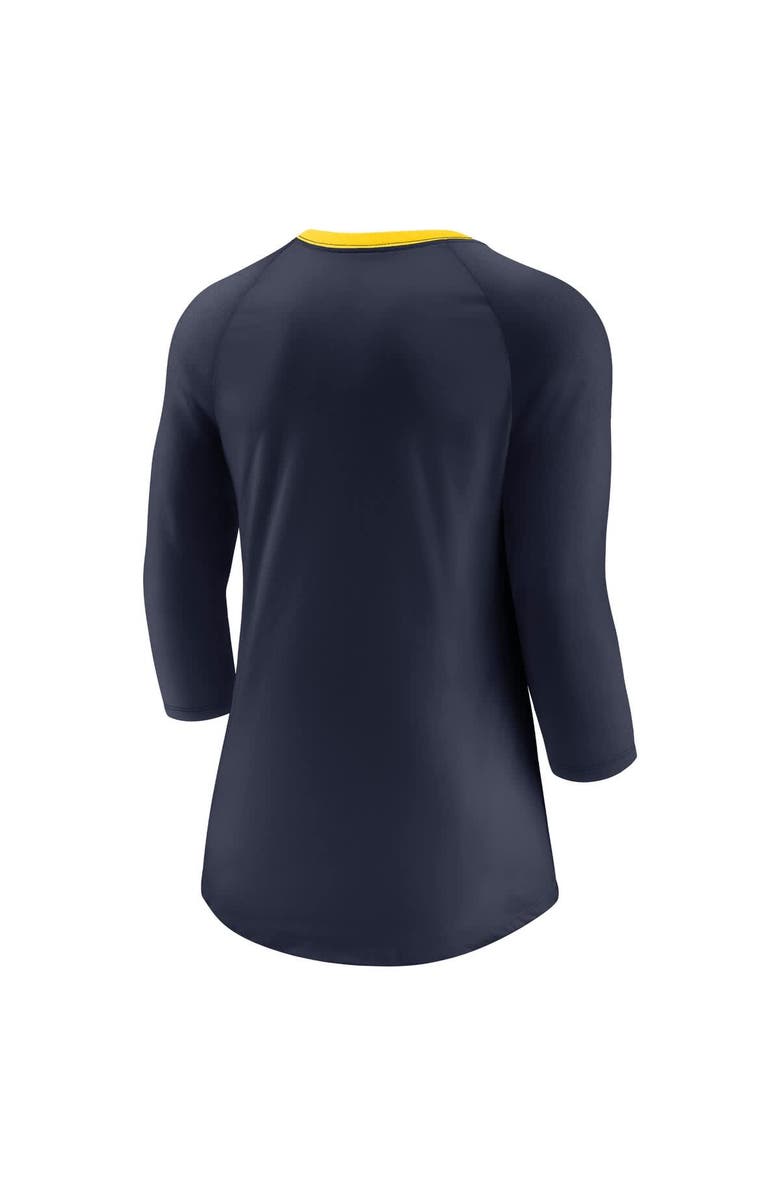 Jordan Brand Women's Jordan Brand  Navy Michigan Wolverines Tri-Blend Raglan 3/4 Sleeve Top, Alternate, color, Navy