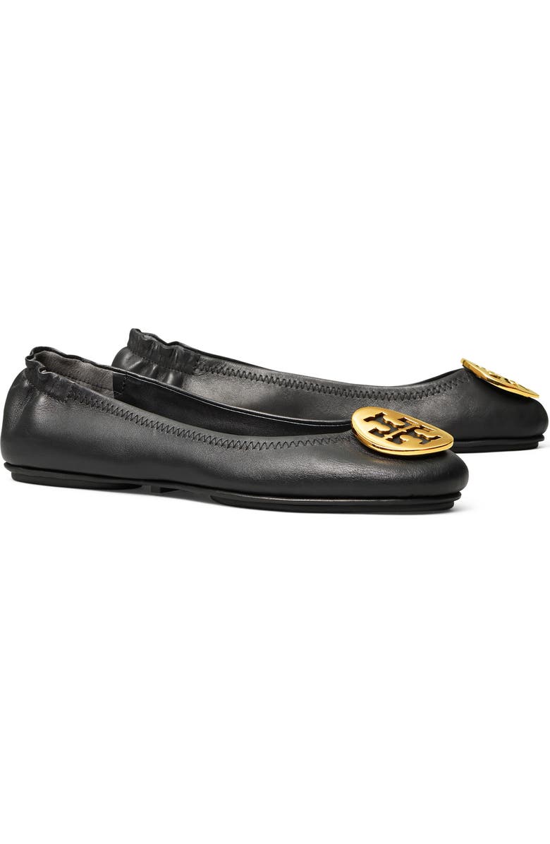 Tory Burch Minnie Travel Ballet Flat, Main, color, Perfect Black/ Gold