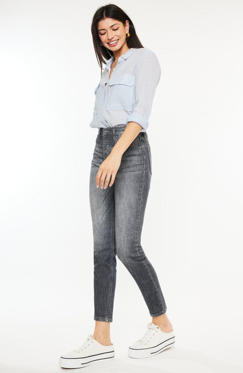 Kancan Taryn High Rise Cigarette Leg Jeans In Gray