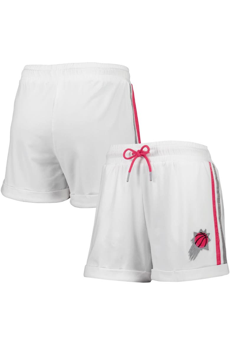 Women's Lusso White/Pink Phoenix Suns Melody Cuffed Tri-Blend Shorts, Main, color, White