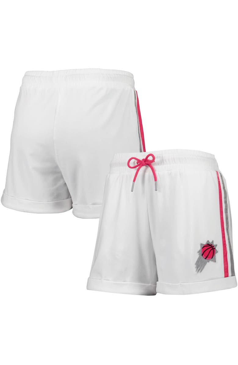LUSSO Women's Lusso White/Pink Phoenix Suns Melody Cuffed Tri-Blend Shorts, Main, color, White