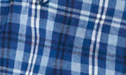 Billy T Plaid Ruffle Cotton Button-up Shirt In Blue