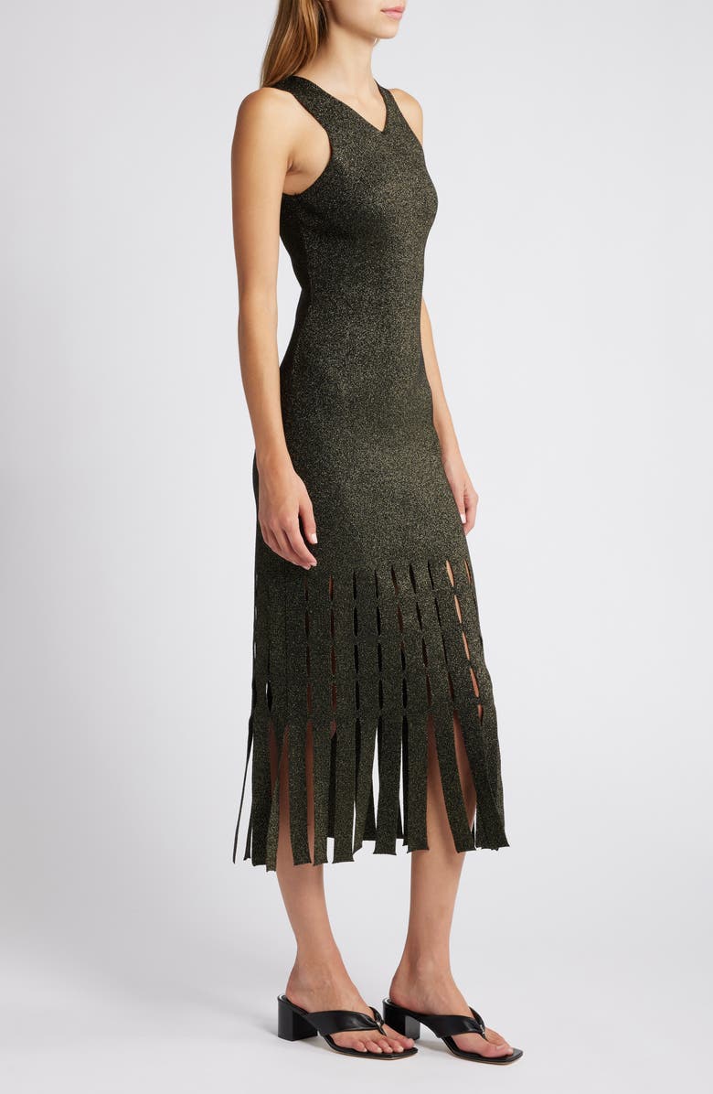 Rails Kaia Metallic Fringe Detail Knit Midi Dress, Alternate, color, 