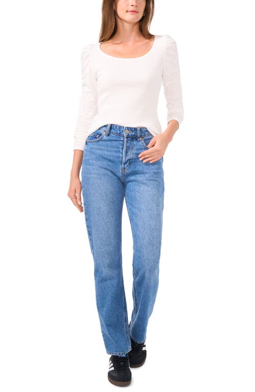 1.state Scoop Neck Puff Sleeve Top In New Ivory