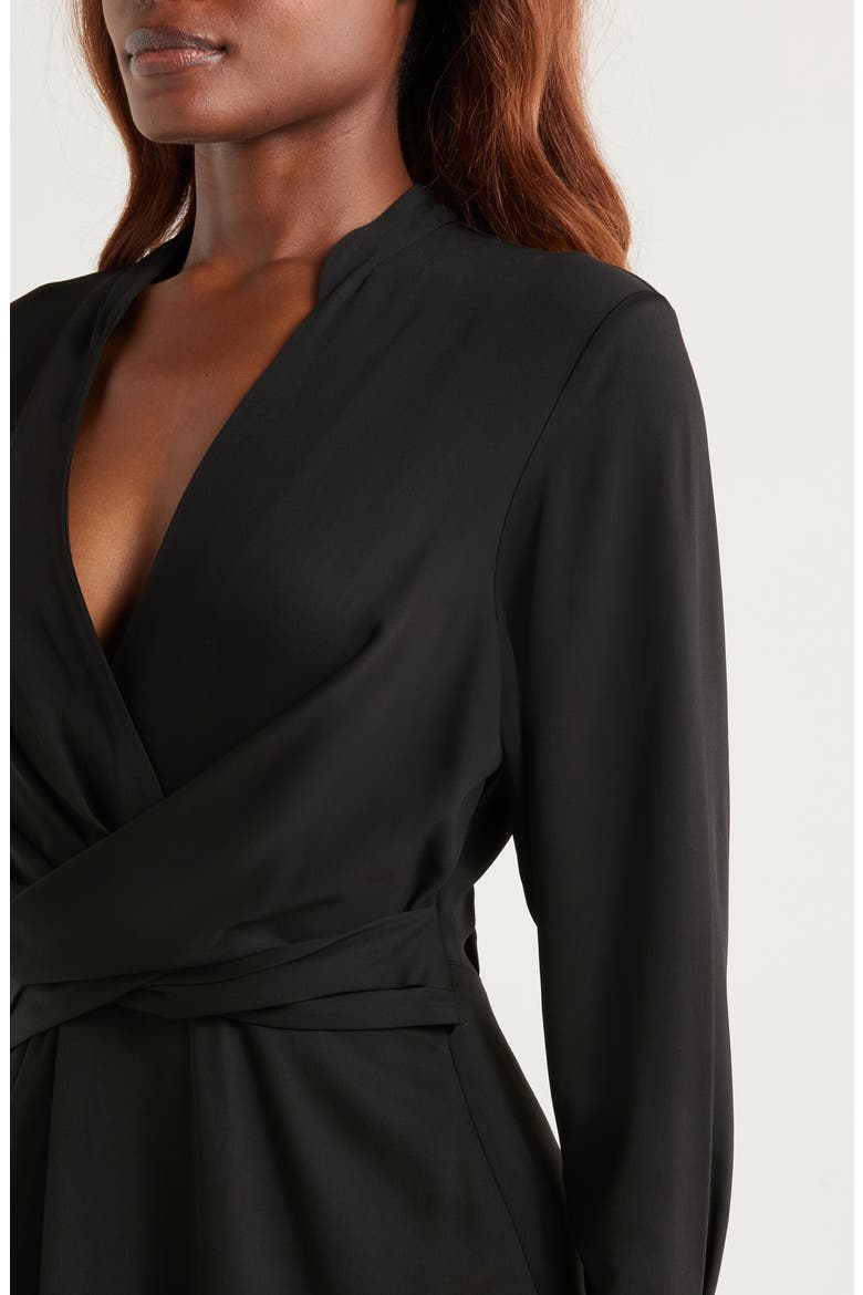 Dimkai Long Sleeve Faux Wrap Dress, Alternate, color, BLK