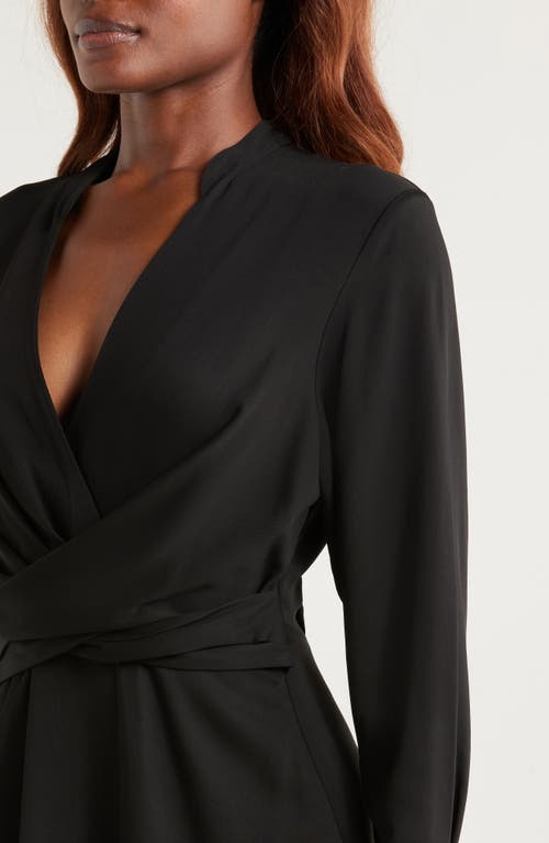 Hugo Boss Boss Dimkai Long Sleeve Faux Wrap Dress In Black