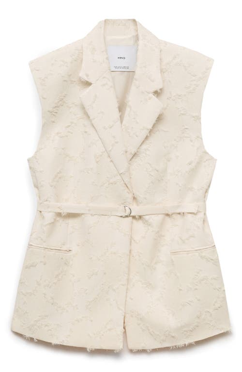 Mango Textured Belted Vest In Off White