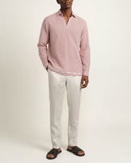 Orlebar Brown Ridley Linen Printed Linen Resort Shirt In White Sand And Vermillion