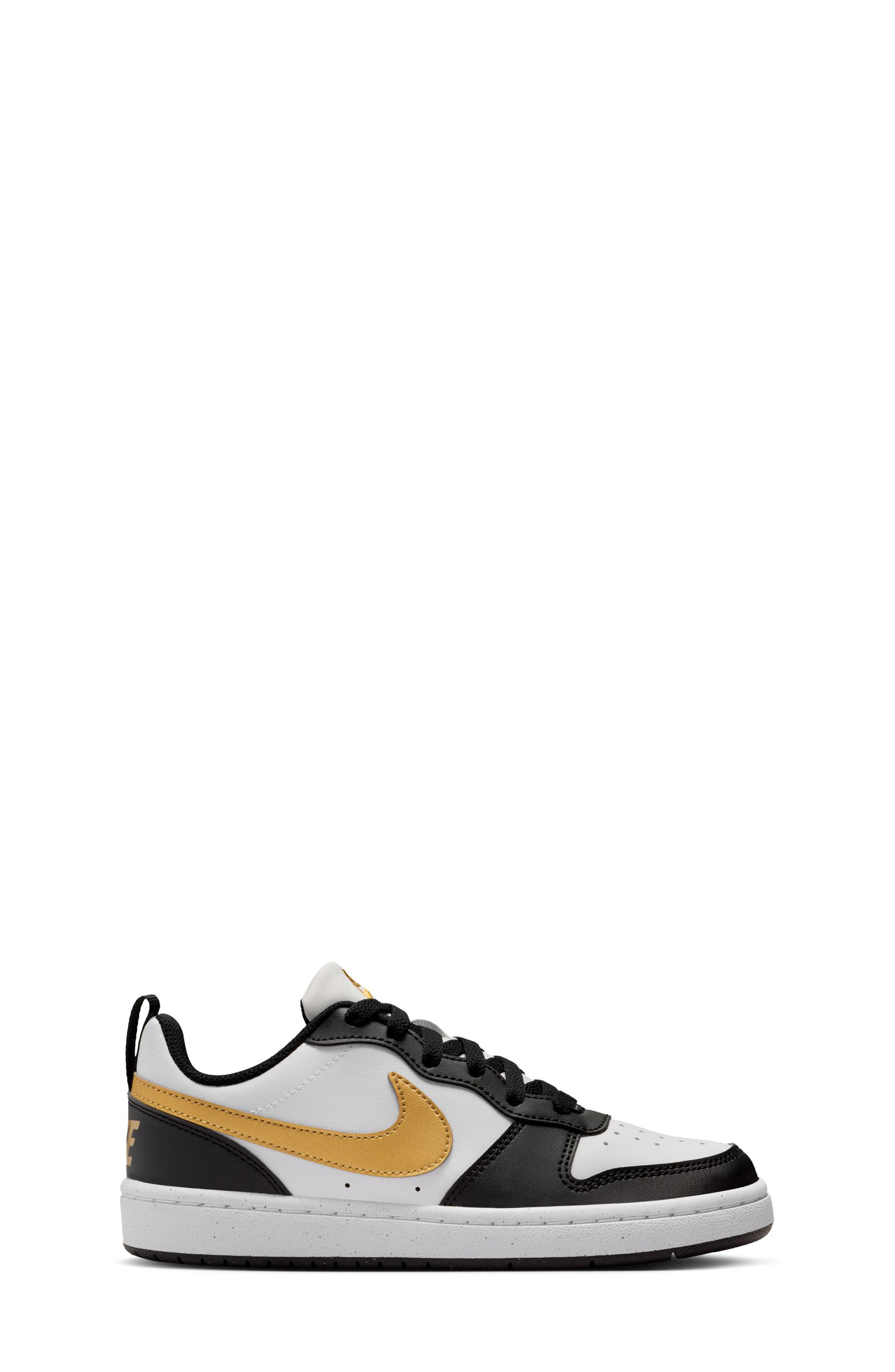 Nike Kids' Court Borough Low Top Sneaker, Alternate, color, Black/ Metallic Gold/ Black