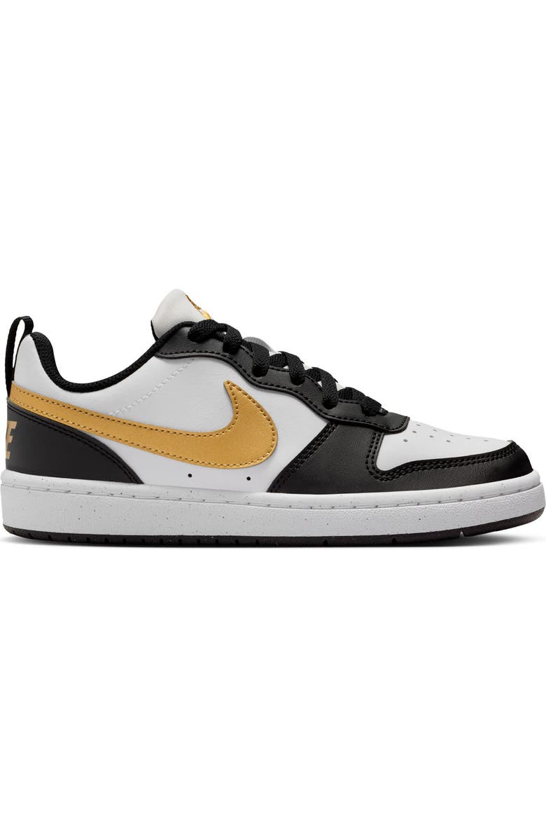 Nike Kids' Court Borough Low Top Sneaker, Alternate, color, Black/ Metallic Gold/ Black