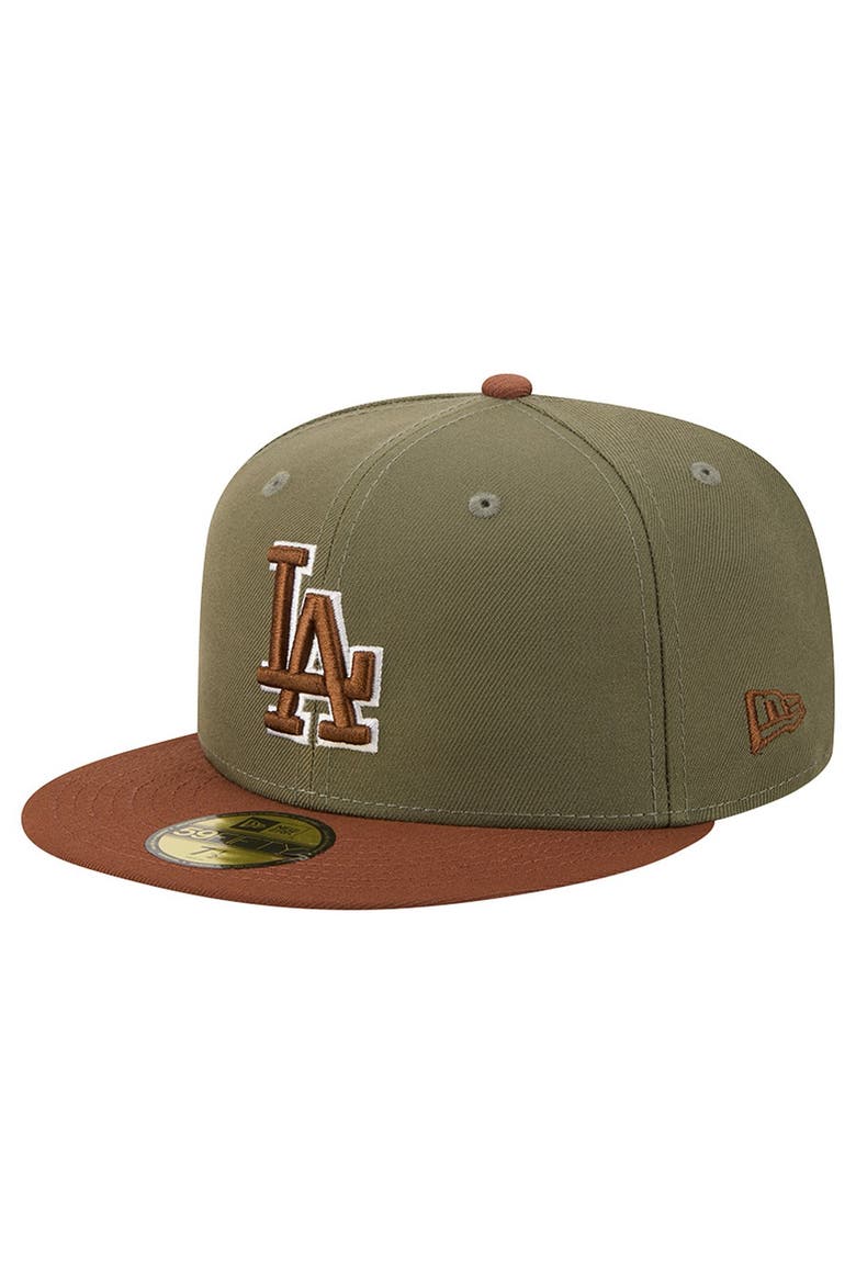 Men's New Era Olive/Brown Los Angeles Dodgers Color Pack 59FIFTY Fitted Hat, Main, color, Olive