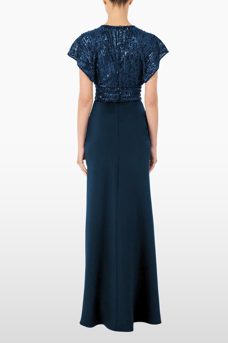 Cary Sequin V-Neck Maxi Dress, Alternate, color, Hawks Eye Blue