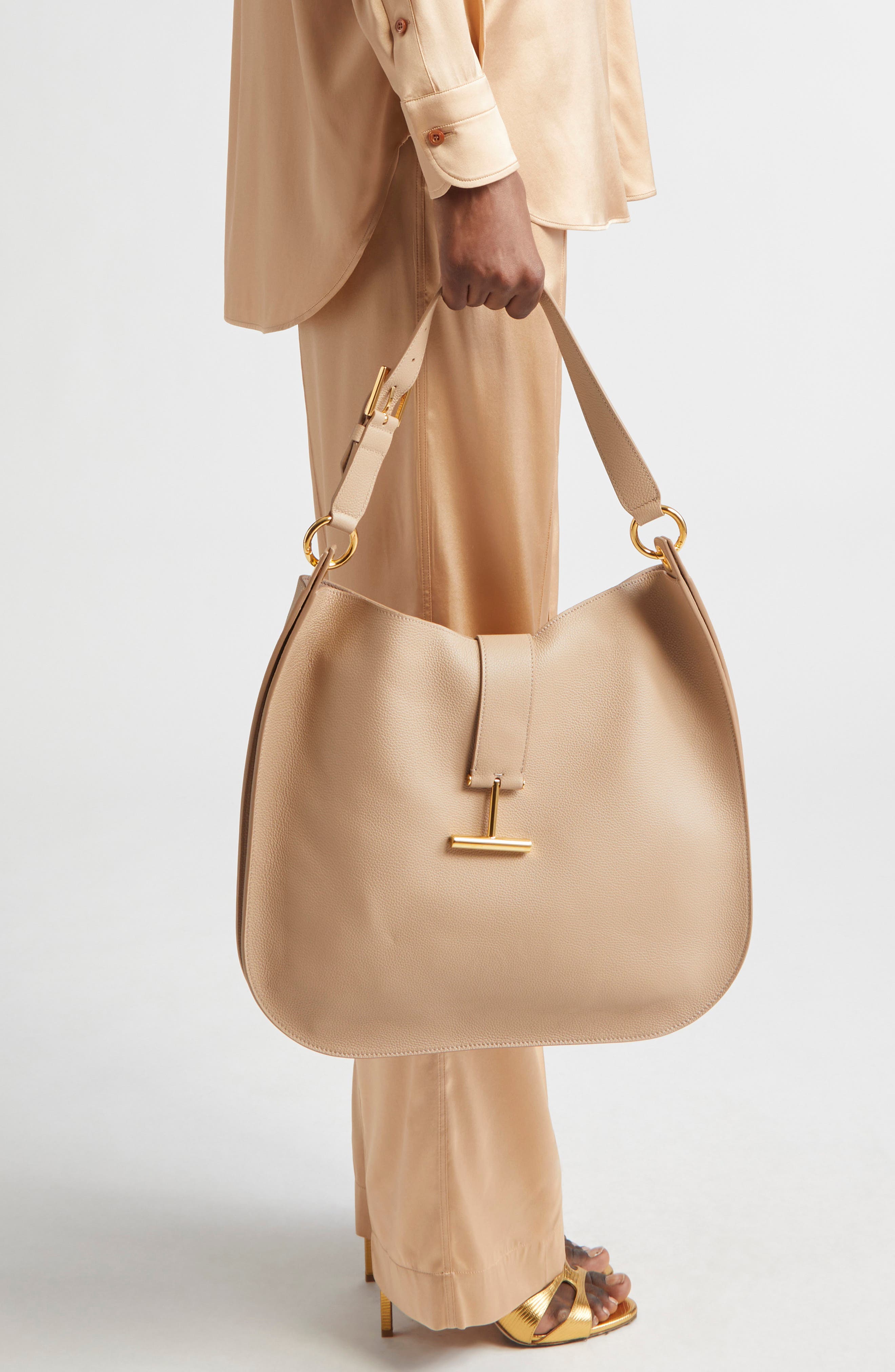 Large Tara Leather Hobo Bag, Alternate, color, JAA LIGHT BEIGE