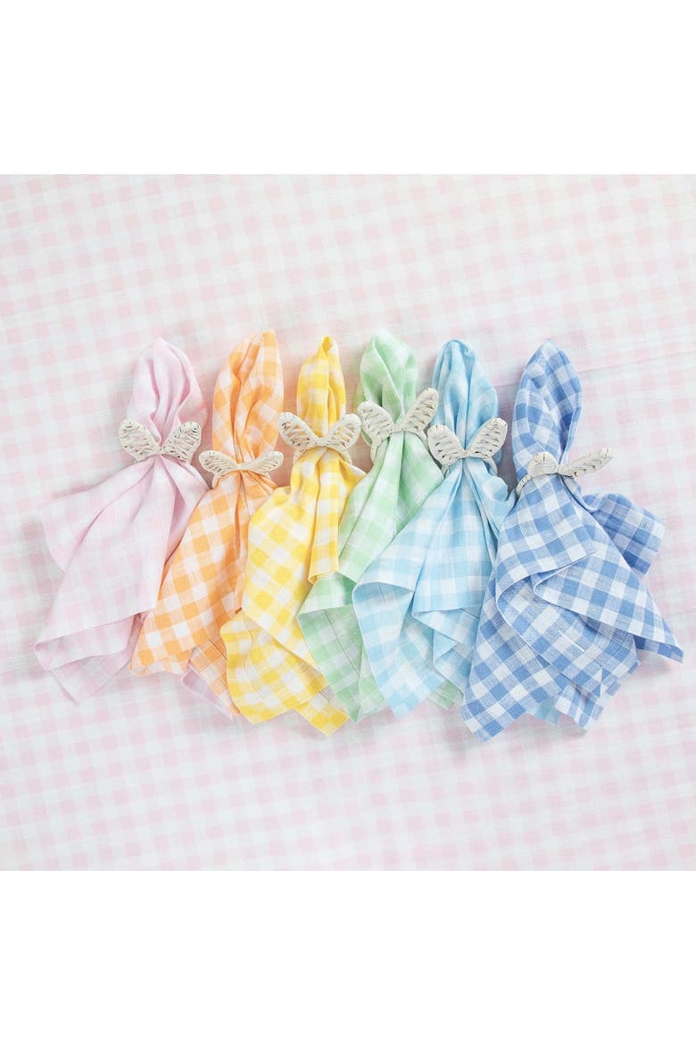Linen Dinner Napkins Set of 4, 20 x 20" - Gingham Check, Alternate, color, Celadon