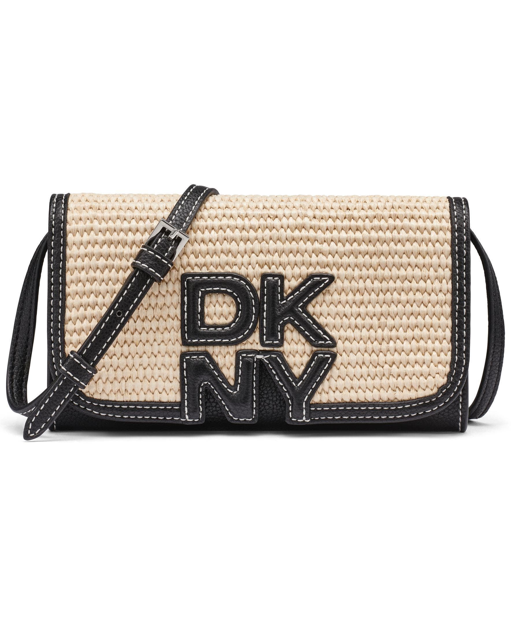 DKNY Nicole Wallet On A String, Main, color, Natural/Black