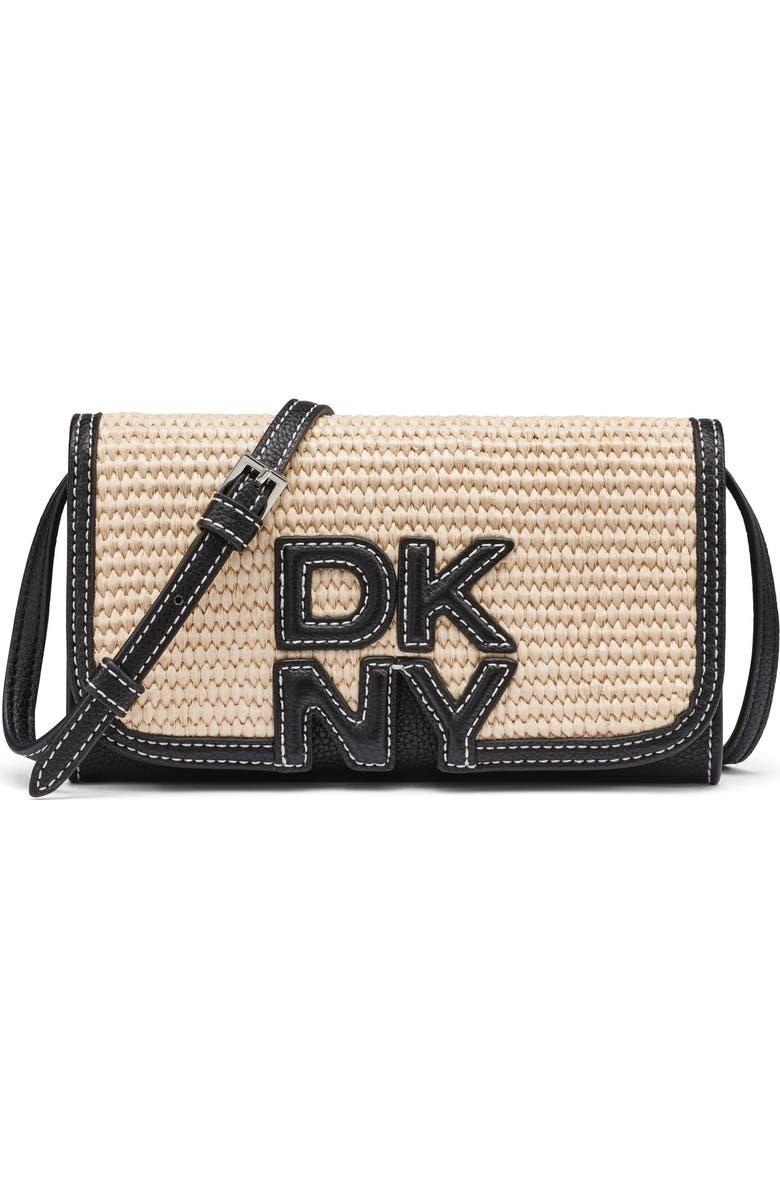 DKNY Nicole Wallet On A String, Main, color, Natural/Black