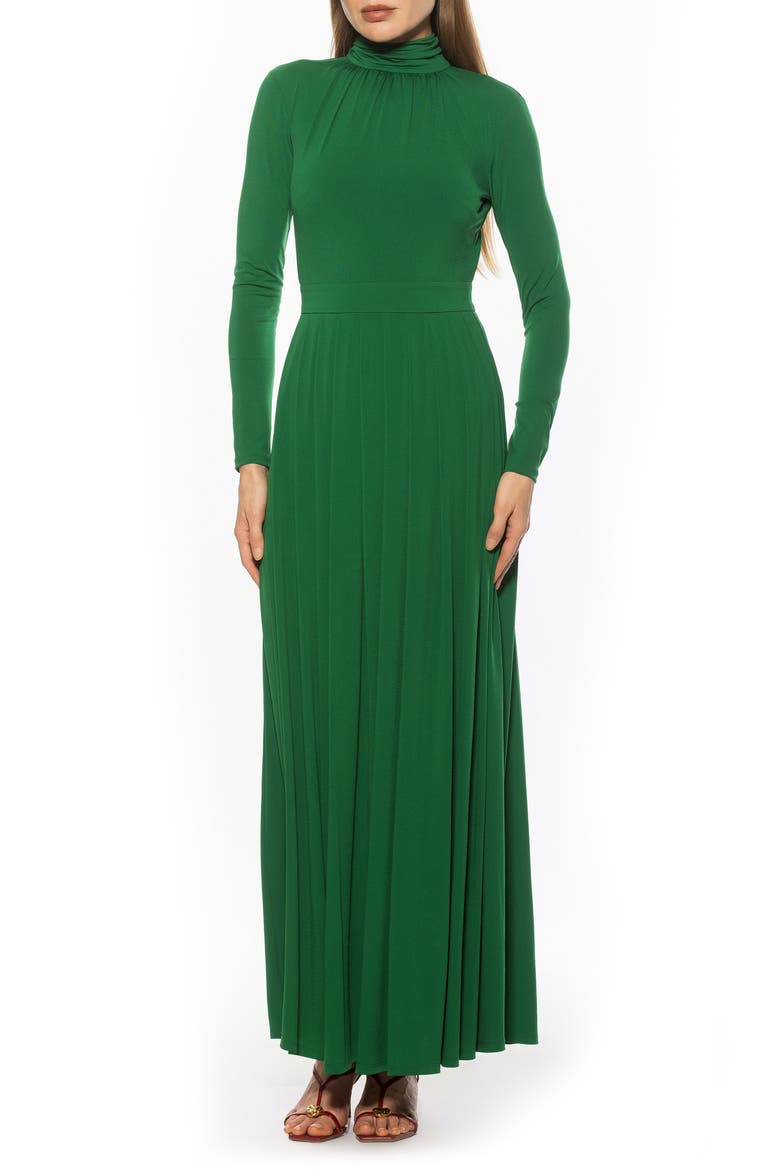 SOLENE FIT AND FLARE DRESS, Main, color, EMERALD
