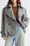 Golden Goose Crystal Embellished Wool Short Trench Coat