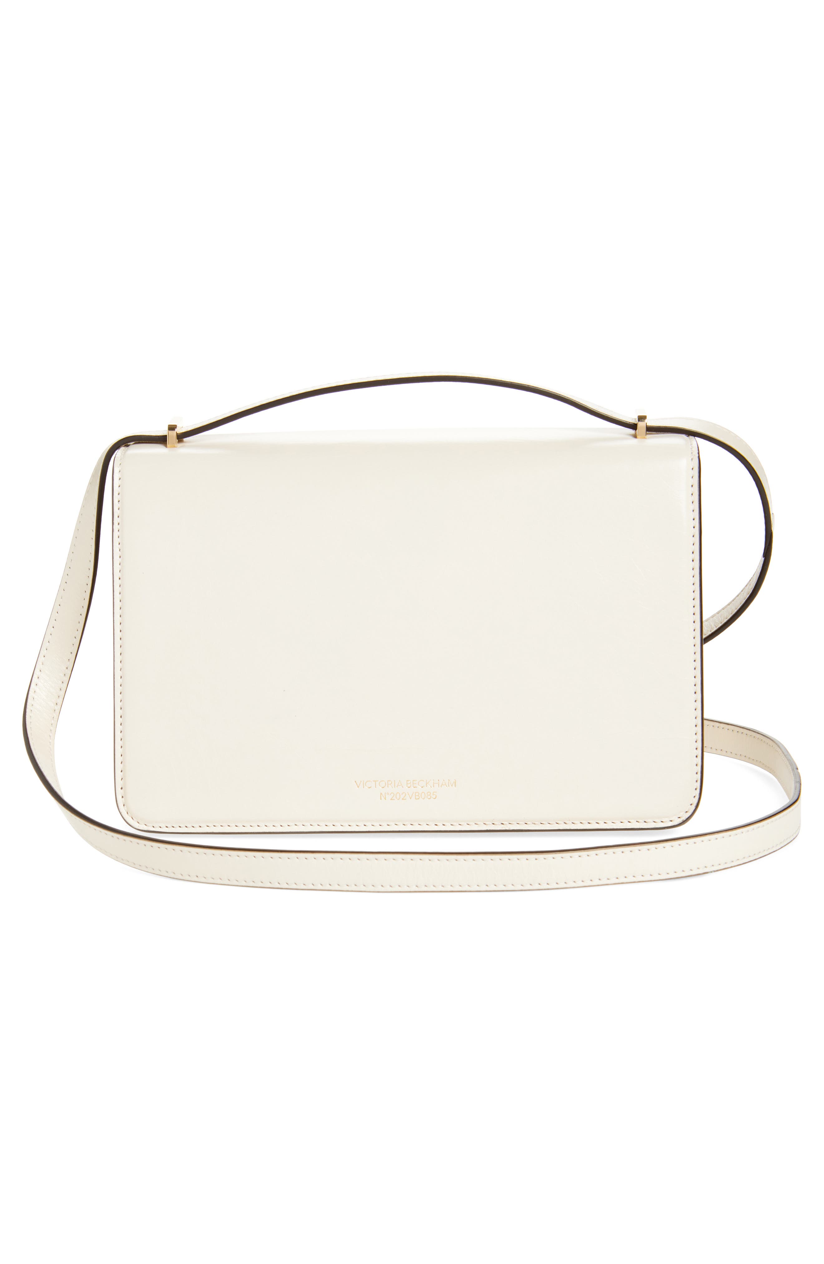 Victoria Beckham 202 Distressed Leather Shoulder Bag, Alternate, color, Ivory