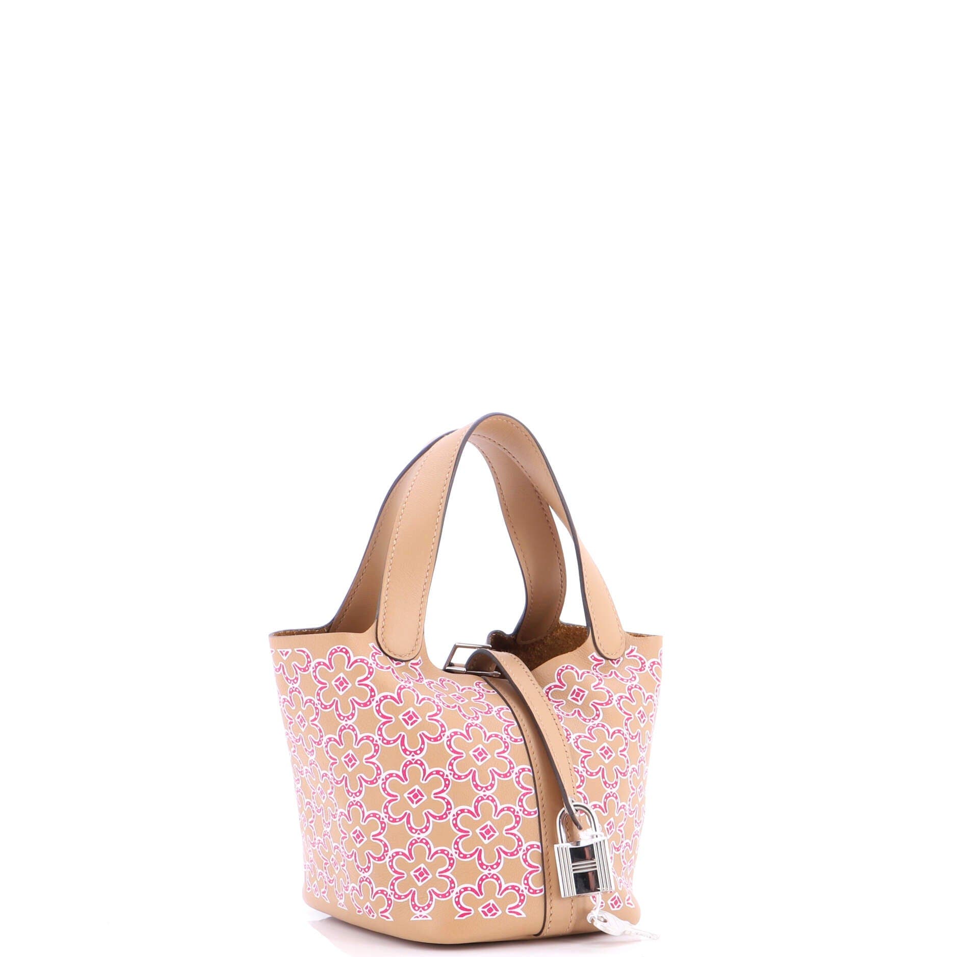 Pre-Owned Hermes Picotin Lock Bag Lucky Daisy Printed Swift Micro, Alternate, color, 