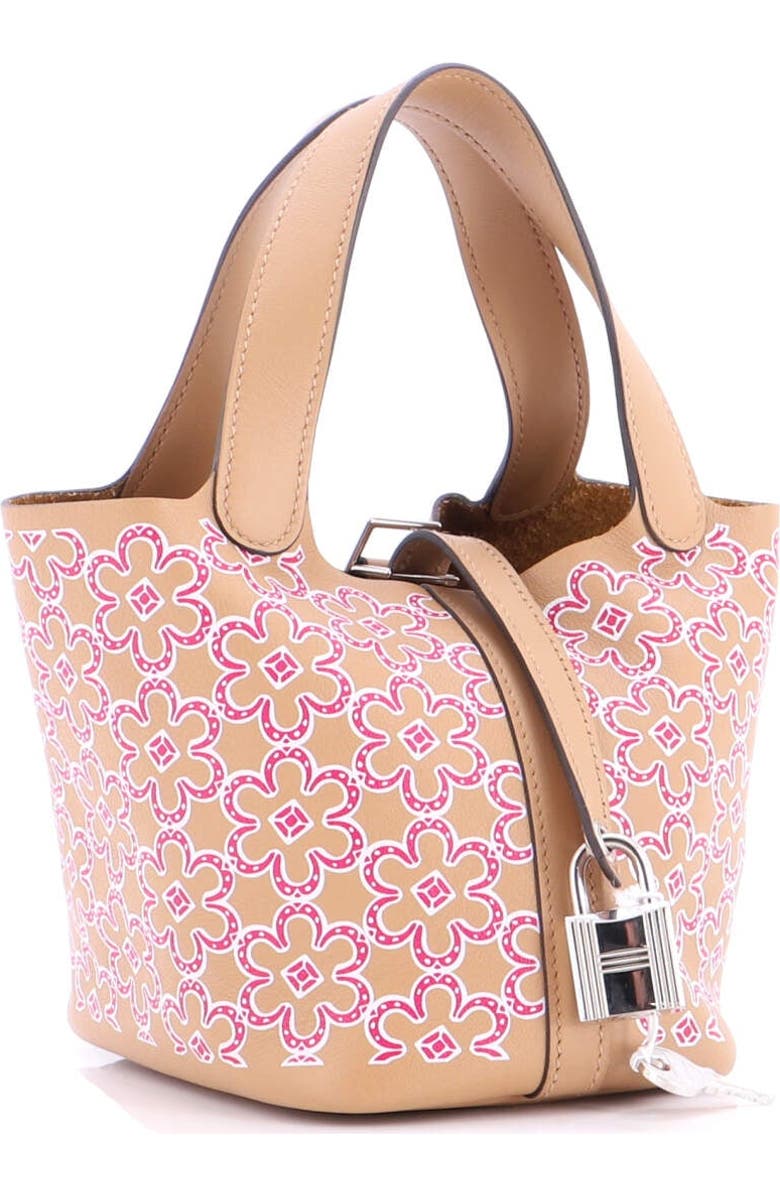 Pre-Owned Hermes Picotin Lock Bag Lucky Daisy Printed Swift Micro, Alternate, color, Chai