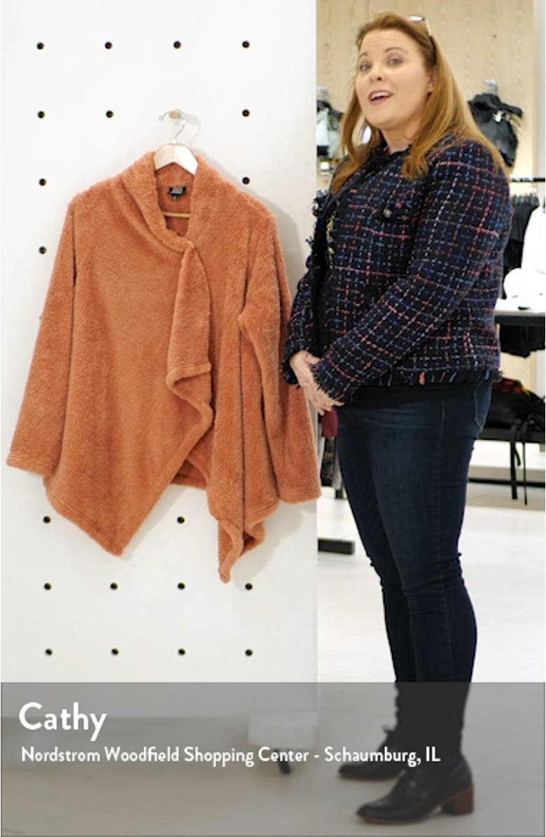 Drape Front Faux Fur Cardigan, sales video thumbnail