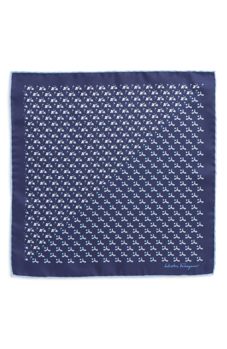 FERRAGAMO Salvatore Ferragamo Golf Print Silk Pocket Square, Alternate, color, 