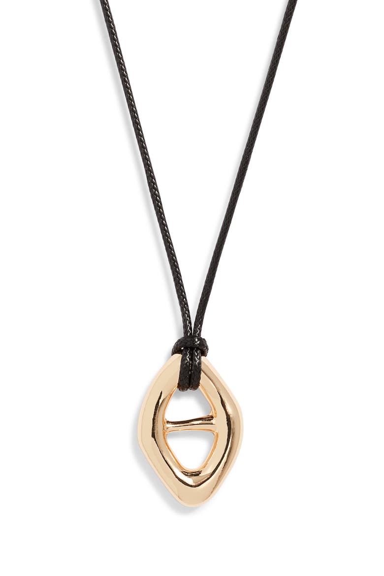 Convex Slider Cord Pendant Necklace, Main, color, BLACK- GOLD
