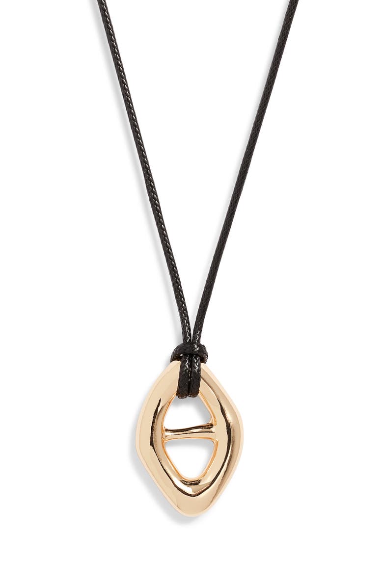 Open Edit Convex Slider Cord Pendant Necklace, Main, color, Black- Gold