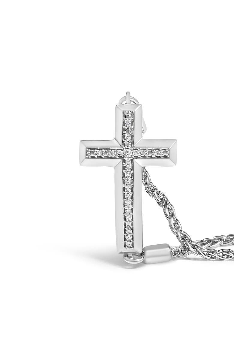 Haus of Brilliance .925 Sterling Silver Diamond Accent Cross Bolo Bracelet, Alternate, color, White