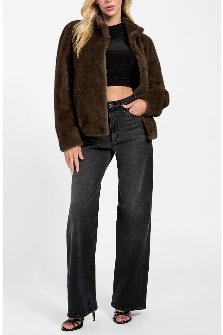 Luna Faux Fur Jacket, Alternate, color, BROWN