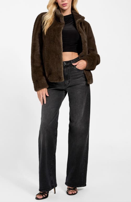 Guess Luna Faux Fur Jacket In Brown
