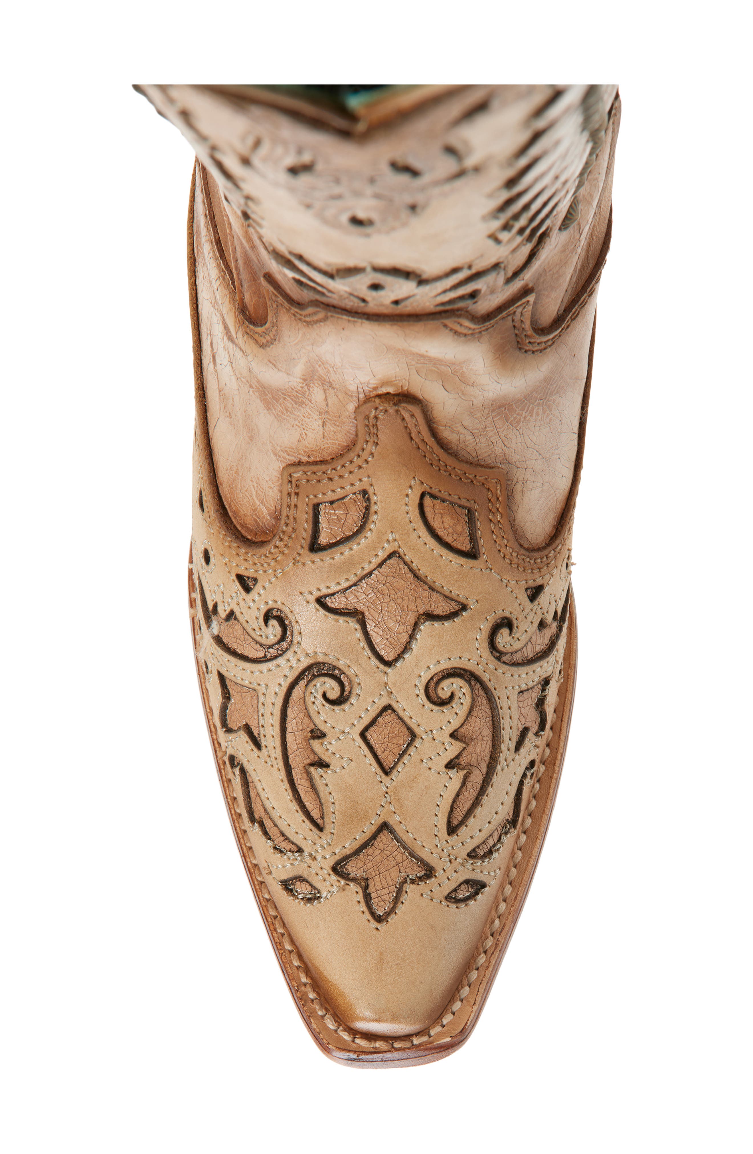 CORRAL Overlay Mid Calf Western Boot, Alternate, color, Sand