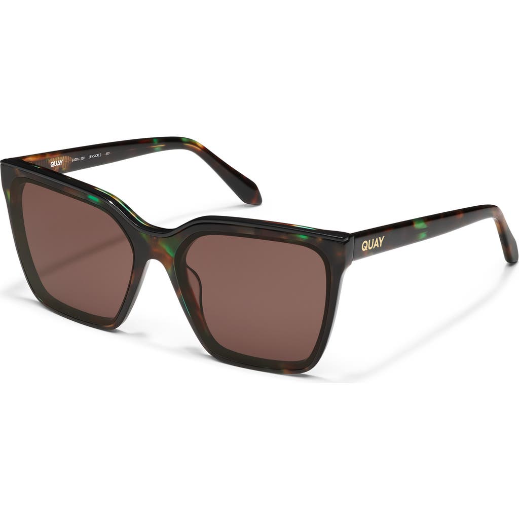 Quay Level Up 55mm Square Sunglasses In Dappled Green Tort/brown