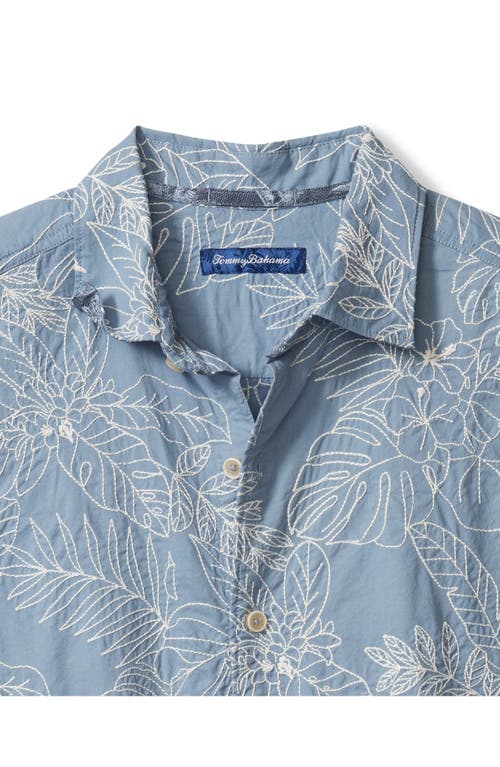 Tommy Bahama Blanca Vines Floral Embroidered Short Sleeve Cotton Button-up Shirt