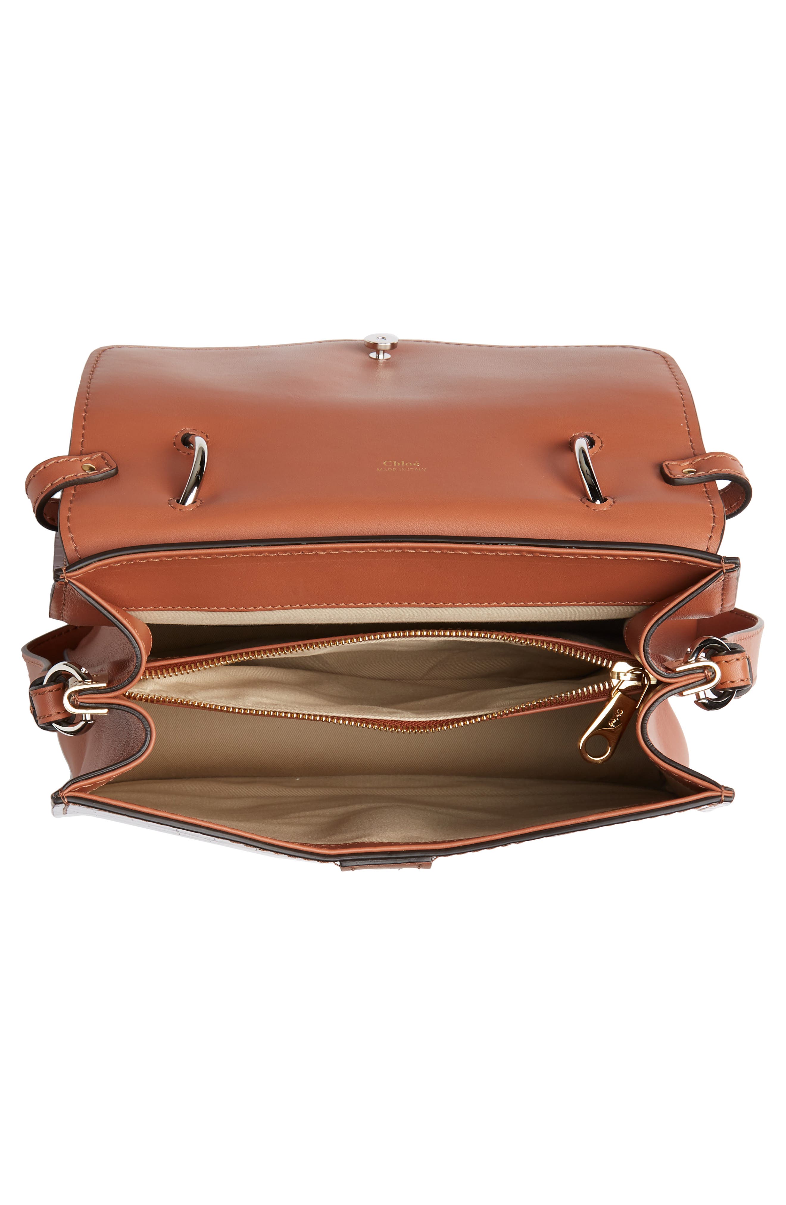 Medium Aby Croc Embossed Calfskin Shoulder Bag, Alternate, color, CHESTNUT BROWN