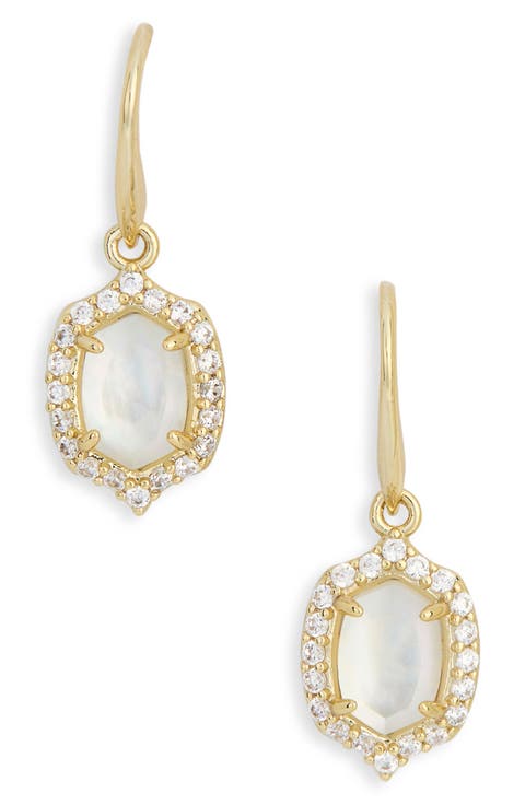 Daphne Crystal Pavé Frame Mother-of-Pearl Drop Earrings