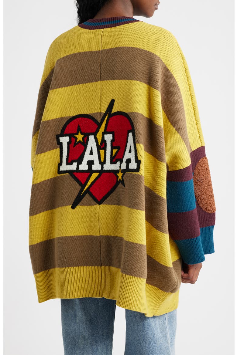 Your Grandpa Wears Lala Oversize Cotton Blend Cardigan, Alternate, color, YELLOW AND TAN STRIP