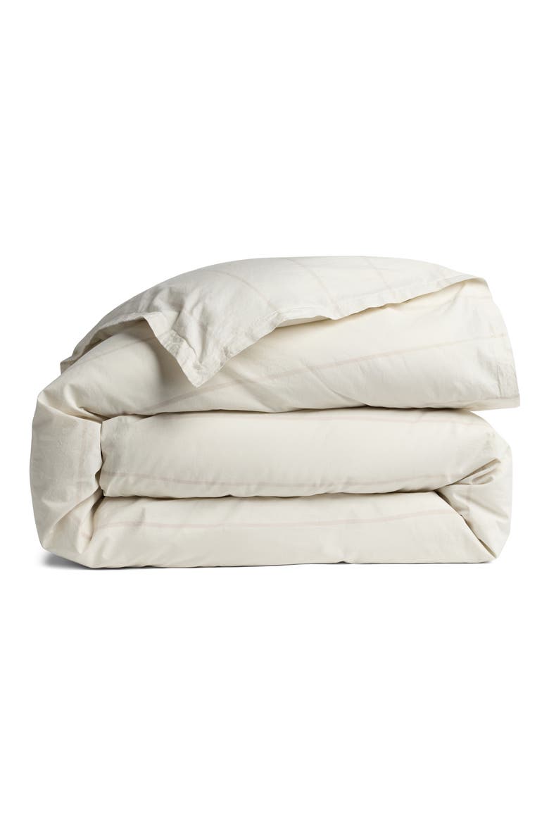 PERCALE DUVET COVER, Main, color, BONE STRIPE