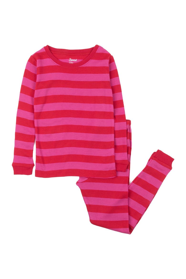 Stripe Print Cotton Pajama Set, Main, color, MULTI