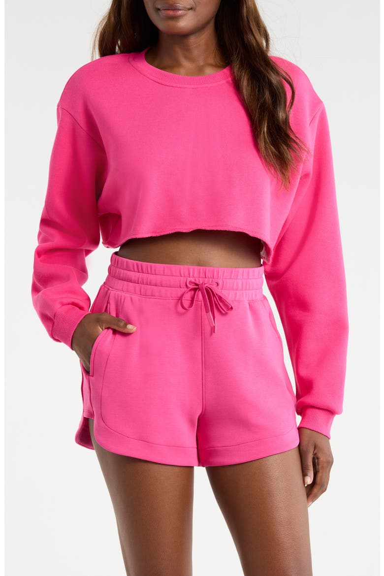 LuxeFleece Crop Sweatshirt, Main, color, FUCHSIA PURPLE