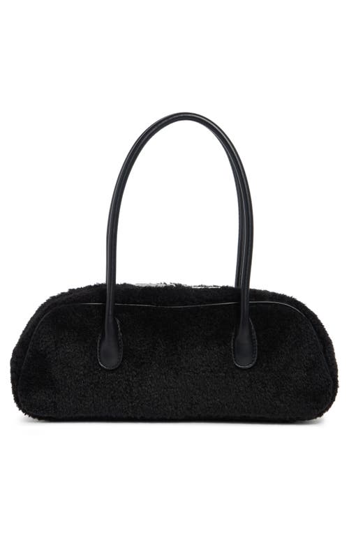 Bcbg Angled Faux Fur Shoulder Bag In Black